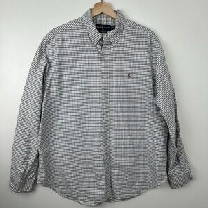 Ralph Lauren Men's XL Cotton Blue Purple Plaid Long Sleeve‎ Button Down Shirt
